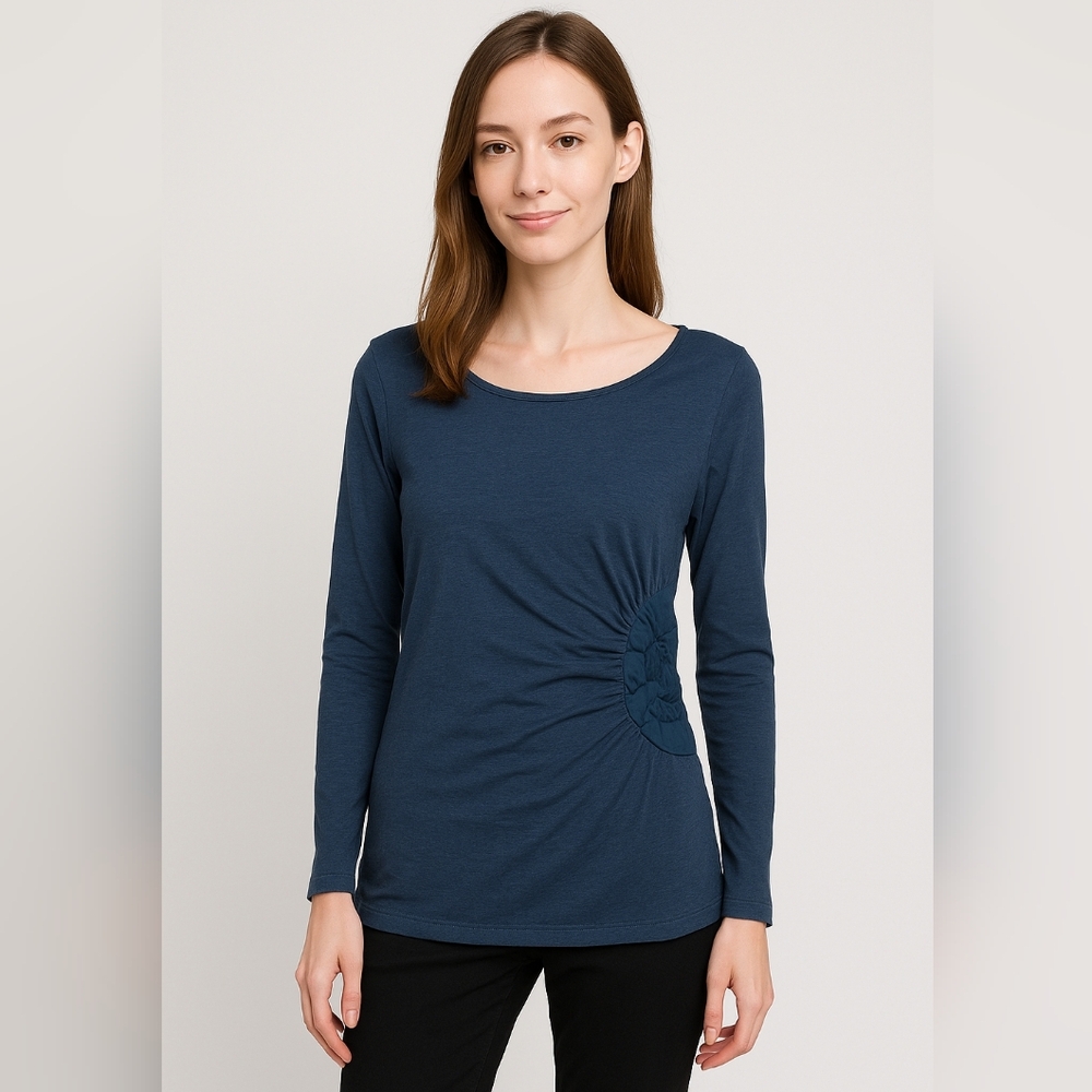 Daisy Fuentes Navy Long Sleeve Top - Size L